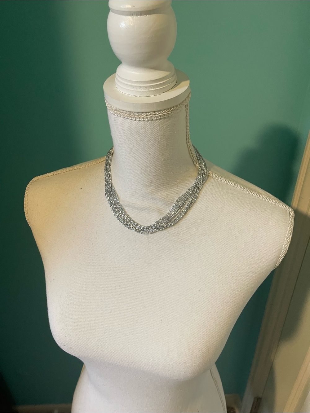 Vintage 1960s Sarah Coventry Silver-Tone Multi-Strand Crystal Necklace